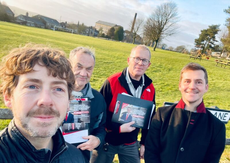 Josh and friends with leaflets