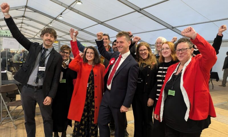 Josh with Labour members at the election count